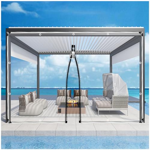 Transparente Planenvorhänge Für Außen, Durchsichtige Pavillon Planen Seitenwände, Wasserdichte Planenvorhänge Für Pergola Terrasse Garage, 0,3mm Pvc Trennwand Regenvorhänge,WxH-2.5x2.5m/8.2*8.2ft von Sonakia