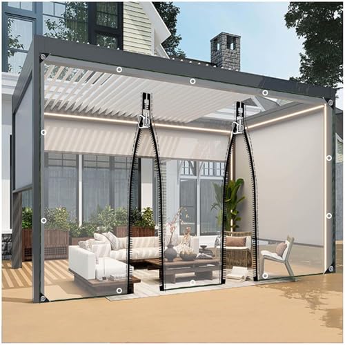 Transparente Pvc-planen Für Außen, Wasserdichte Planen Seitenteile, Wetterfeste Abdeckplane Für Pavillon Veranda Carport, Durchsichtige Planen Vorhänge Mit Reißverschluss,WxH-4x2m/13.1*6.6ft von Sonakia