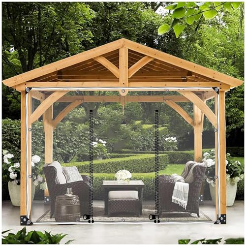 wasserdichte Planen Seitenwände, 0,5mm Durchsichtige Planenvorhänge Für Außen, Pergola Pavillon Carport Transparente PVC Planen Seitenwände, Mit Reißverschluss,WxH-1.9x1.5m/6.2 * 4.9ft von Sonakia