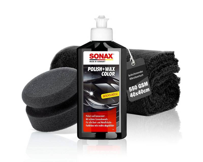 Sonax SONAX Polish&Wax schwarz Set Autopolitur (3 St), Auto Hand Politur Set von Sonax
