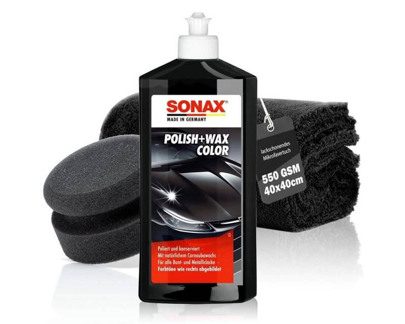 Sonax SONAX Polish&Wax schwarz Set Autopolitur (3 St), Auto Hand Politur Set von Sonax