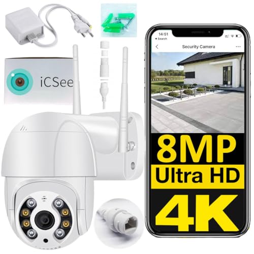 Sone Smart One 4K 8MP WLAN IP Kamera Outdoor – PTZ Überwachungskamera – 360° drehbar, Nachtsicht IR/Farbe, Bewegungserkennung, 2-Wege-Audio, wetterfest IP66 von Sone Smart One