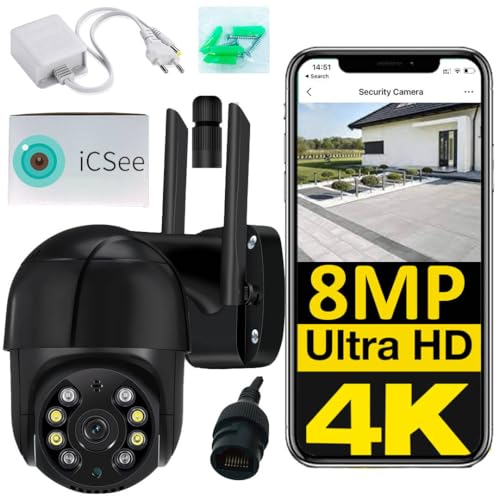 Sone Smart One 4K 8MP WLAN IP Kamera Outdoor – PTZ Überwachungskamera – 360° drehbar, Nachtsicht IR/Farbe, Bewegungserkennung, 2-Wege-Audio, wetterfest IP66 von Sone Smart One