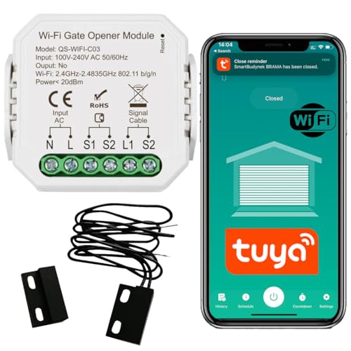 Sone Smart One Garagentoröffner – WLAN Garage Door Opener mit Türsensor, WIFI, kompatibel mit Alexa und Google Home, keine HUB erforderlich, Smart Life/Tuya App Sone Smart One Garagentoröffner – WLAN Garage Door Opener mit Türsensor, WIFI, kompatibel mit Alexa und Google Home, keine HUB erforderlich, Smart Life/Tuya App von Sone Smart One