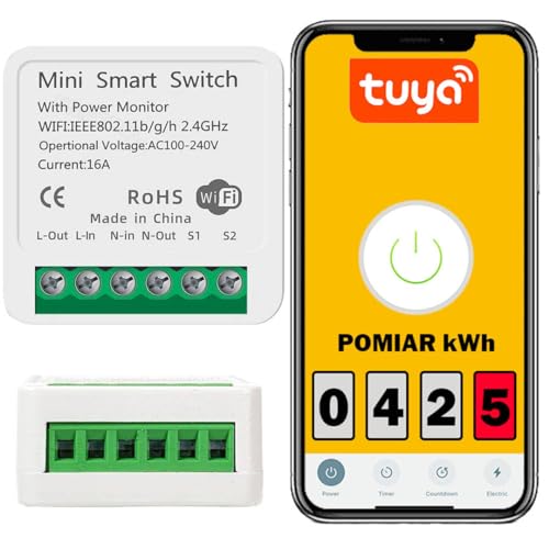 Sone Smart One Lichtschalter Relais Modul WiFi Mini Relais 16A 3680W ENERGIEMESSUNG WLAN Smart Life/Tuya App kompatibel mit Alexa/Google Home DIY Smart Home von Sone Smart One