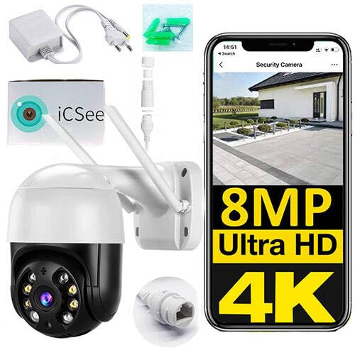 Sone Smart One Outdoor Kamera WLAN 4K 8MP – Überwachungskamera Aussen 350° PTZ, IP66, 2-Wege Audio, Farb-/IR Nachtsicht, Bewegungstracking & Humanoiderkennung, iCSee App für Android/iOS von Sone Smart One