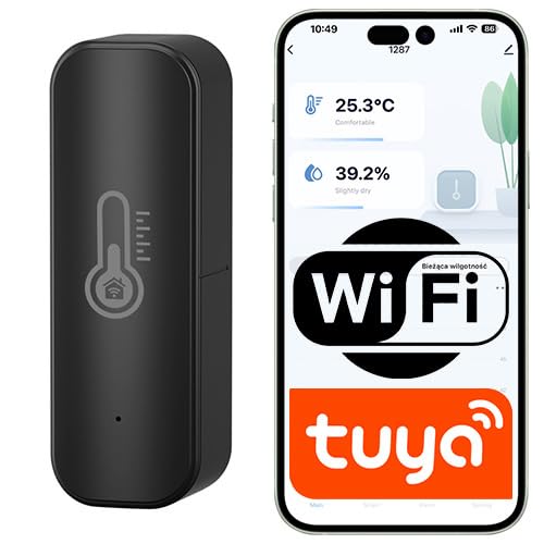 Sone Smart One Schwarzer WiFi Temperatur- & Luftfeuchtigkeitssensor – Kompakt, batteriebetrieben, App-gesteuert, Tuya/Smart Life kompatibel, Innenbereich von Sone Smart One