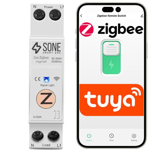 Sone Smart One Zigbee Hutschiene Relais 230V 16A 63A – Zigbee Schalter DIN Rail mit Tuya Smart Life App – Zigbee Relais Hutschiene kompatibel mit Zigbee2MQTT, Home Assistant – Zeitschaltuhr Sone Smart One Zigbee Hutschiene Relais 230V 16A 63A – Zigbee Schalter DIN Rail mit Tuya Smart Life App – Zigbee Relais Hutschiene kompatibel mit Zigbee2MQTT, Home Assistant – Zeitschaltuhr von Sone Smart One