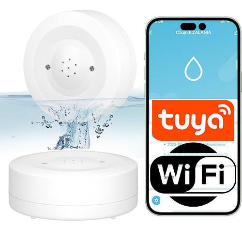 Sone Smart One WLAN Wassermelder Boden – Wasseralarm Sensor mit TUYA – Leckagemelder Wasserwächter USB – Kompakter Wasser Warner batteriebetrieben – IP55 – 30–180s Alarm wassersensor von Sone Smart One