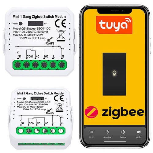 Sone Smart One Zigbee 3.0 Unterputz Schalter Relais – Potenzialfreier Zigbee Smart Switch NO/NC – 0–240V / 230V – Kompatibel mit Tuya, Alexa, Google, Home Assistant – Zigbee Lichtschalter 39x39x18mm von Sone Smart One