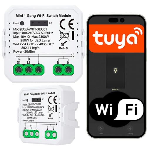Sone Smart One WLAN Schalter Unterputz – WiFi Relais Modul für Tuya & Smart Life App – Kompatibel mit Alexa & Google Home – 230V, Timer, Szenen, 1-Kanal Smart Home Switch - 40x40x18mm Sone Smart One WLAN Schalter Unterputz – WiFi Relais Modul für Tuya & Smart Life App – Kompatibel mit Alexa & Google Home – 230V, Timer, Szenen, 1-Kanal Smart Home Switch - 40x40x18mm von Sone Smart One