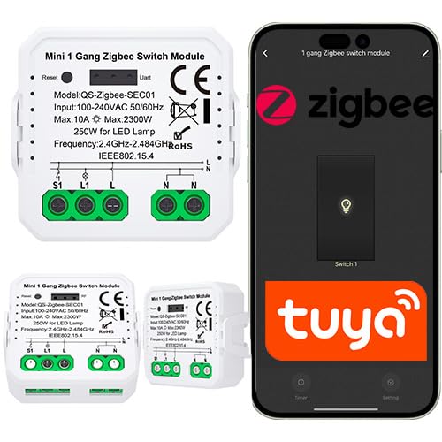 Sone Smart Life ZigBee Unterputz Schalter – ZigBee Relais Lichtschalter 2300W/250W LED – Kompatibel mit Monostabil/Bistabil – ZigBee Smart Switch – Tuya/Smart Life App – Sprachsteuerung mit Alexa Sone Smart Life ZigBee Unterputz Schalter – ZigBee Relais Lichtschalter 2300W/250W LED – Kompatibel mit Monostabil/Bistabil – ZigBee Smart Switch – Tuya/Smart Life App – Sprachsteuerung mit Alexa von Sone Smart One
