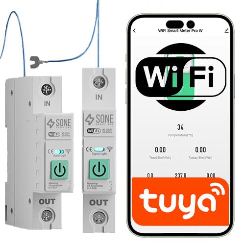Sone Smart One WLAN Hutschiene Schalter 16A– Zeitschaltuhr Smart mit App Steuerung Tuya, Smart Life – WiFi Sicherungsautomat 63A mit Temperatur- & Energiemessung – Alexa & Google Home – N-Leiter Kabel Sone Smart One WLAN Hutschiene Schalter 16A– Zeitschaltuhr Smart mit App Steuerung Tuya, Smart Life – WiFi Sicherungsautomat 63A mit Temperatur- & Energiemessung – Alexa & Google Home – N-Leiter Kabel von Sone Smart One