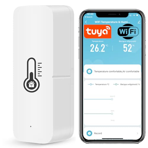 Sone Smart One Hygrometer WLAN – WiFi Thermometer mit App – Temperatur & Luftfeuchtigkeit Sensor – Tuya Smart Home kompatibel – Wandmontage – 2X AAA – ohne Hub von Sone Smart One