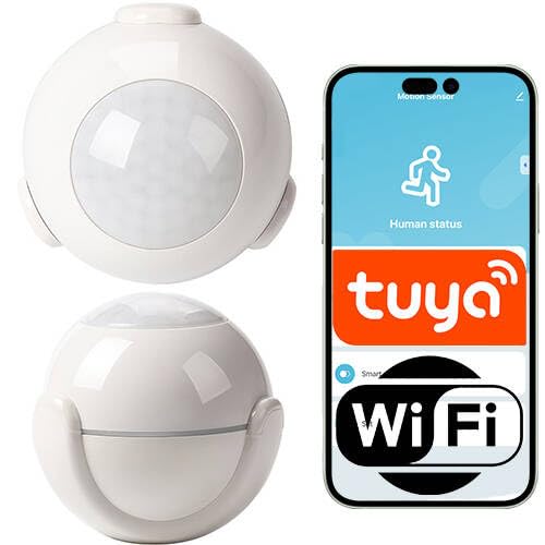 Sone Smart One WiFi Bewegungsmelder Smart Innen – Tuya Smart Bewegungsmelder mit App – Smartlife Bewegungssensor Smart Home – 110° Erkennung – 360° drehbar – CR123A – Mini WLAN Alarm von Sone Smart One