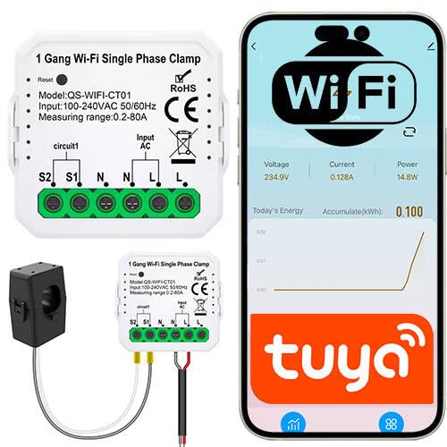 Sone Smart One – WLAN Smart Meter Stromzähler 240V 80A – Kompakter Energiezähler für DIN/Hutschiene – App-Steuerung mit Tuya Smart Life – Stromverbrauch messen & überwachen von Sone Smart One