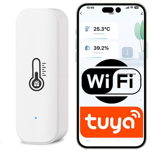 Sone Smart One WiFi Temperatur- & Luftfeuchtigkeitssensor – Kompakt, batteriebetrieben, App-gesteuert, Tuya/Smart Life kompatibel, Innenbereich von Sone Smart One