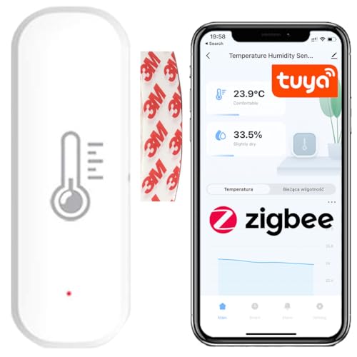 Sone Smart One Zigbee Temperatur- und Feuchtigkeitssensor – Innenraum Thermometer Hygrometer – Batteriebetrieben (2×AAA) – TUYA & Smart Life App – Temperatur – Luftfeuchtigkeit – 3 Montageoptionen von Sone Smart One