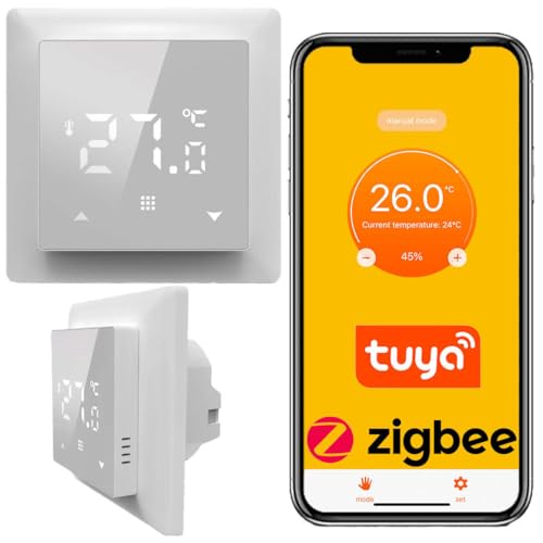 Sone Smart One Zigbee Thermostat Fußbodenheizung – Smart Thermostat 16A 3500W – Tuya Zigbee kompatibel (Hub erforderlich) – Raumthermostat elektrisch – Außensensor – Kindersicherung – Smart Home von Sone Smart One