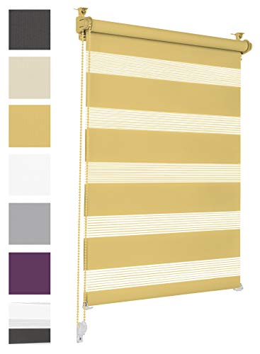 Doppelrollo Klemmfix ohne Bohren 100cm x 210cm Beige Duo Rollo Klemmrollo Sonnenschutzrollo Fensterrollo für Fenster & Türen Zebrarollo Seitenzugrollo von Sonello