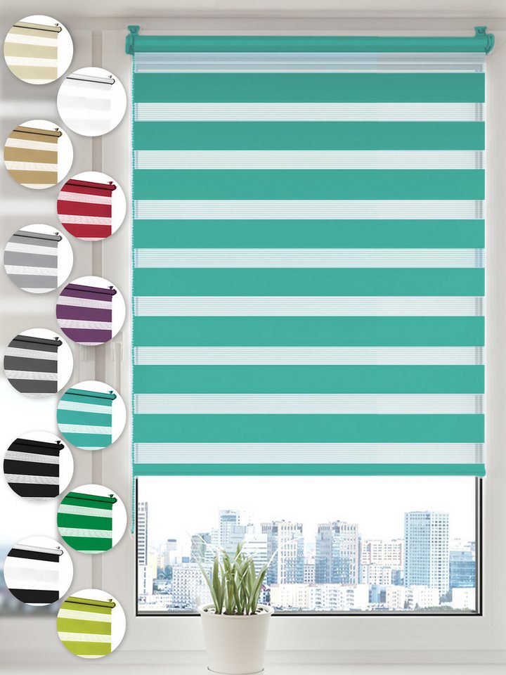 Doppelrollo Klemmfix ohne Bohren Rollos für Fenster und Tür Seitenzugrollo, Sonello, blickdicht, ohne Bohren, freihängend, Klemmfix, 30cm x 100cm Türkis Duo Rollo, Lichtschutz, Jalousie mit Klemmträger Doppelrollo Klemmfix ohne Bohren Rollos für Fenster und Tür Seitenzugrollo, Sonello, blickdicht, ohne Bohren, freihängend, Klemmfix, 30cm x 100cm Türkis Duo Rollo, Lichtschutz, Jalousie mit Klemmträger von Sonello