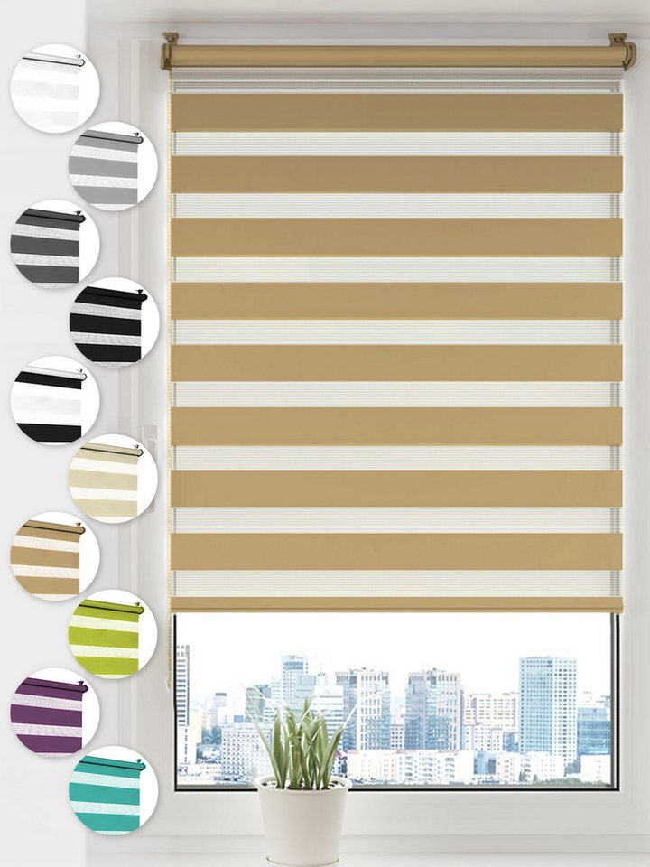 Doppelrollo Klemmfix ohne Bohren, Sonello, blickdicht, Klemmfix, 30 cm x 150 cm Beige Easyfix Duo Rollo, Rollos für Fenster und Tür, Lichtschutz, Blickdicht, Jalousie freihängend mit Klemmträger, Seitenzugrollo, einfache Montage, in verschiedenen Farben und Größen von Sonello
