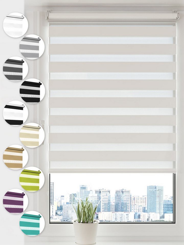 Doppelrollo Klemmfix ohne Bohren, Sonello, blickdicht, Klemmfix, 30 cm x 130 cm Weiß Easyfix Duo Rollo, Rollos für Fenster und Tür, Lichtschutz, Blickdicht, Jalousie freihängend mit Klemmträger, Seitenzugrollo, einfache Montage, in verschiedenen Farben und Größen von Sonello