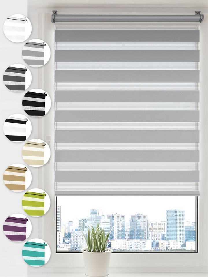 Doppelrollo Klemmfix ohne Bohren, Sonello, blickdicht, Klemmfix, 30 cm x 130 cm Grau Easyfix Duo Rollo, Rollos für Fenster und Tür, Lichtschutz, Blickdicht, Jalousie freihängend mit Klemmträger, Seitenzugrollo, einfache Montage, in verschiedenen Farben und Größen von Sonello