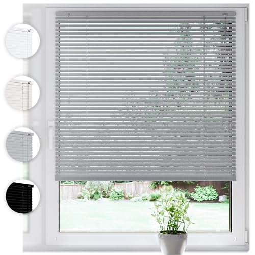 SONELLO Aluminium Jalousie 35cm x 175cm Silber Alu Jalousie Klemmfix ohne Bohren Sichtschutz Blendschutz Lichtschutz Sonnenschutz für Fenster und Türen SONELLO Aluminium Jalousie 35cm x 175cm Silber Alu Jalousie Klemmfix ohne Bohren Sichtschutz Blendschutz Lichtschutz Sonnenschutz für Fenster und Türen von Sonello
