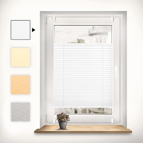 Sonello Plissee Klemmfix ohne Bohren 100cm x 120cm Weiß Faltrollo Plisseerollo Jalousie für Tür & Fenster Blickdicht Sichtschutz Sonnenschutz Fertifplissee Rollo von Sonello