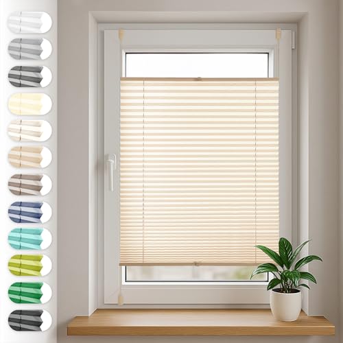 Sonello Plissee Klemmfix ohne Bohren 60cm x 160cm Beige Faltrollo Plisseerollo Jalousie für Tür & Fenster Blickdicht Sichtschutz Sonnenschutz Fertifplissee Rollo Sonello Plissee Klemmfix ohne Bohren 60cm x 160cm Beige Faltrollo Plisseerollo Jalousie für Tür & Fenster Blickdicht Sichtschutz Sonnenschutz Fertifplissee Rollo von Sonello
