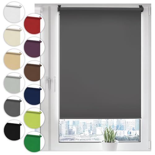 Verdunkelungsrollo Klemmfix ohne Bohren 75cm x 150cm Grau Verdunklungsrollo Fensterrollo Rollo Seitenzugrollo Klemmrollo für Fenster & Tür von Sonello