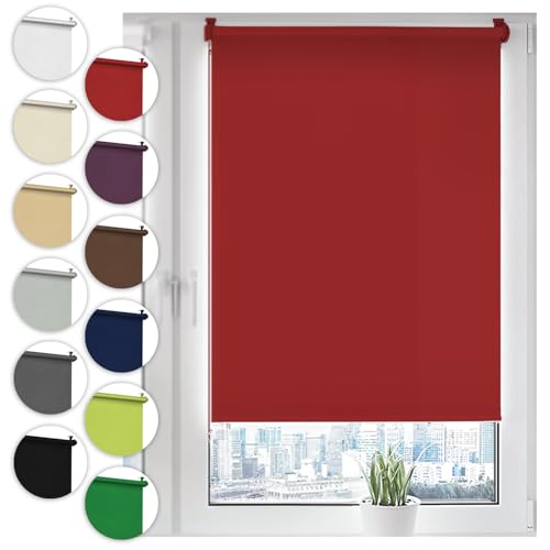 Verdunkelungsrollo Klemmfix ohne Bohren 115cm x 210cm Rot Verdunklungsrollo Fensterrollo Rollo Seitenzugrollo Klemmrollo für Fenster & Tür Verdunkelungsrollo Klemmfix ohne Bohren 115cm x 210cm Rot Verdunklungsrollo Fensterrollo Rollo Seitenzugrollo Klemmrollo für Fenster & Tür von Sonello