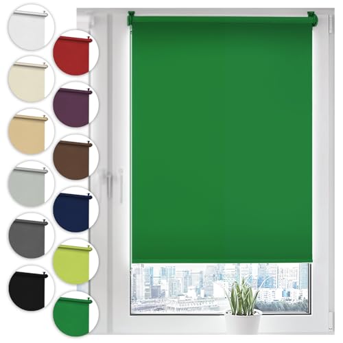 Verdunkelungsrollo Klemmfix ohne Bohren 70cm x 150cm Grün Verdunklungsrollo Fensterrollo Rollo Seitenzugrollo Klemmrollo für Fenster & Tür von Sonello