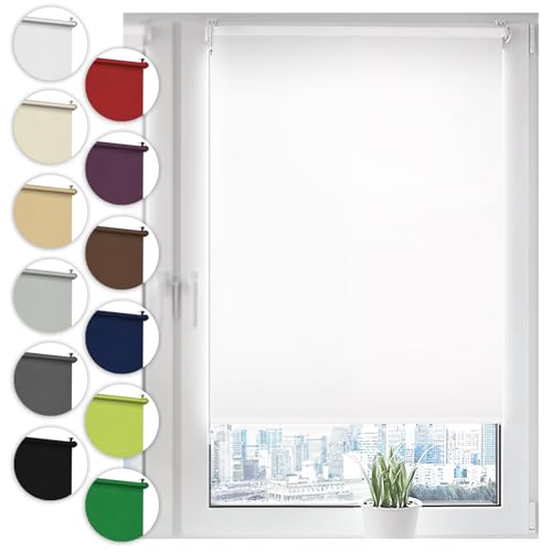 Verdunkelungsrollo Klemmfix ohne Bohren 85cm x 130cm Weiß Verdunklungsrollo Fensterrollo Rollo Seitenzugrollo Klemmrollo für Fenster & Tür Verdunkelungsrollo Klemmfix ohne Bohren 85cm x 130cm Weiß Verdunklungsrollo Fensterrollo Rollo Seitenzugrollo Klemmrollo für Fenster & Tür von Sonello