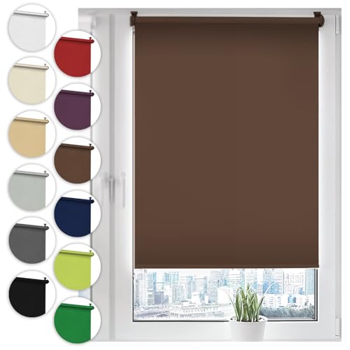 Verdunkelungsrollo Klemmfix ohne Bohren 95cm x 210cm Braun Verdunklungsrollo Fensterrollo Rollo Seitenzugrollo Klemmrollo für Fenster & Tür von Sonello