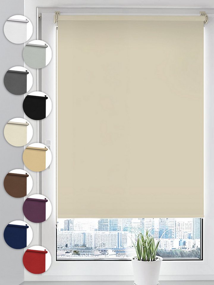 Verdunklungsrollo Klemmfix ohne Bohren, Sonello, verdunkelnd, Klemmfix, 40 cm x 130 cm Creme Verdunkelungsrollo, Rollos für Fenster und Tür, Seitenzugrollo verdunkelnd freihängend Sonnenschutz Sichtschutz, einfache Montage, Hitzeschutz von Sonello
