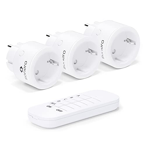 Sonero Funk-Steckdosen Set 2300 Watt | 1x Fernbedienung, 3x Steckdose für den Innenbereich, 30m Reichweite, kompaktes Design, weiß, S-RCS103, 3er Set von Sonero