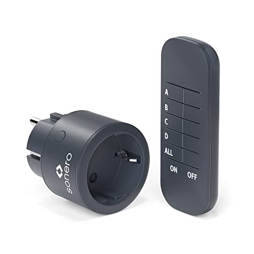 Sonero Set mit 2300 Watt Funksteckdosen | 1 x Fernbedienungssteckdose | x Fernbedienung | x CR2032 Batterie, 3 V DC, anthrazit, S-RCS111, 1er Set Sonero Set mit 2300 Watt Funksteckdosen | 1 x Fernbedienungssteckdose | x Fernbedienung | x CR2032 Batterie, 3 V DC, anthrazit, S-RCS111, 1er Set von Sonero