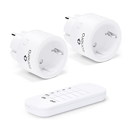sonero Funk-Steckdosen Set 2300 Watt | 1x Fernbedienung, 2x Steckdose für den Innenbereich, 30m Reichweite, kompaktes Design, weiß von Sonero