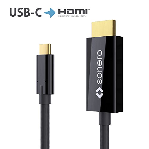 sonero UCC010-020 USB-C auf HDMI 2.0 Kabel, 4K@60Hz mit 18Gbps, USB 3.1, Alt Mode, Thunderbolt 3 kompatibel für MacBook Pro, Samsung S8, Dell XPS 15 und andere USB-C Computer, 2,0m schwarz von Sonero