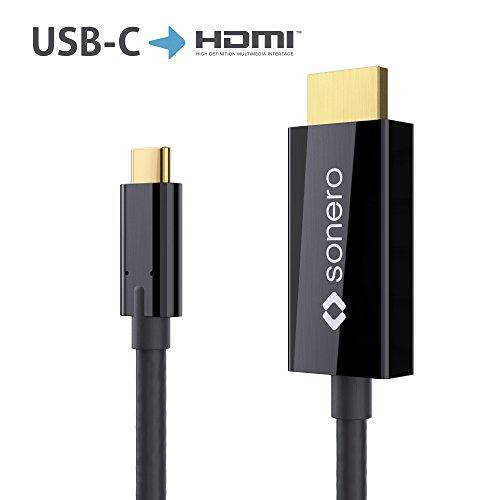 sonero USB-C auf HDMI 2.0 Kabel, 4K@60Hz mit 18Gbps, USB 3.1, Alt Mode, Thunderbolt 3 kompatibel für MacBook Pro, Samsung S8, Dell XPS 15 und andere USB-C Computer, 2,0m schwarz von Sonero