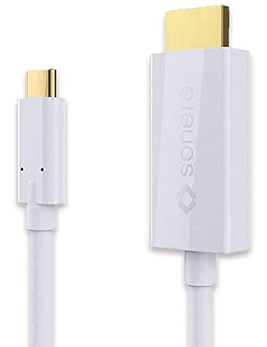sonero UCC011-020 USB-C auf HDMI 2.0 Kabel, 4K@60Hz mit 18Gbps, USB 3.1, Alt Mode, Thunderbolt 3 kompatibel für MacBook Pro, Samsung S8, Dell XPS 15 und andere USB-C Computer, 2,0m weiß von Sonero