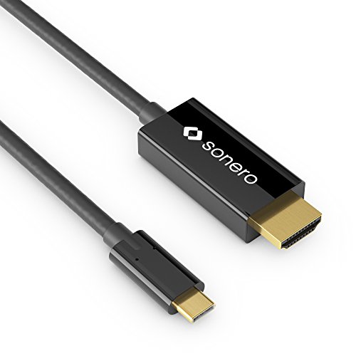 Sonero UCC020-020 USB-C auf DisplayPort Kabel, 4K@60Hz mit 18Gbps, USB 3.1, Alt Mode, Thunderbolt 3 kompatibel für MacBook Pro, Samsung S8, Dell XPS 15 und andere USB-C Computer, 2,0m schwarz von Sonero