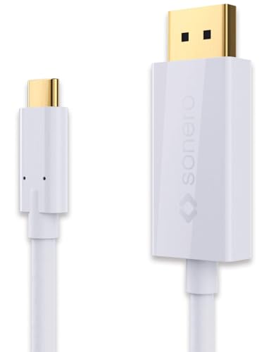 Sonero UCC021-010 USB-C auf DisplayPort Kabel, 4K@60Hz mit 18Gbps, USB 3.1, Alt Mode, Thunderbolt 3 kompatibel für MacBook Pro, Samsung S8, Dell XPS 15 und andere USB-C Computer, 1,0m weiß von Sonero