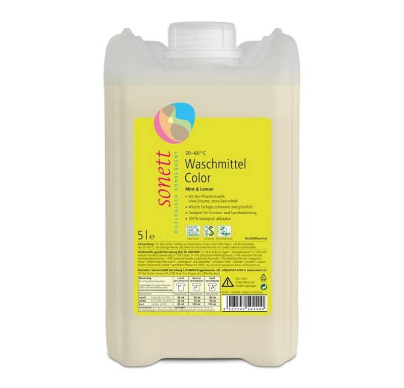 Sonett Waschmittel Color - Mint & Lemon Kanister 5L Colorwaschmittel von Sonett