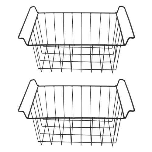 2 Stück Gefrierkörbe für Gefriertruhen, PE-beschichtete Metalldrahtkörbe für Gefriertruhen, Zubehör für die Organisation von Gefriertruhen, Schwarz (L 45 cm x B 24,5 cm x H 20 cm) von Sonew