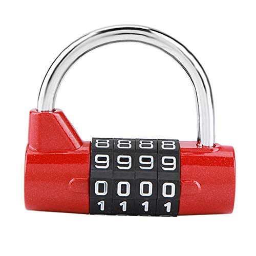 Sonew 4-stelliges Zahlenschloss, Kombination Sicherheit Coded Lock Für Vorhängeschloss Vorhängeschloss für Fitnessschlösser, Schließfach für Angestellte, Schultasche(Rot) von Sonew