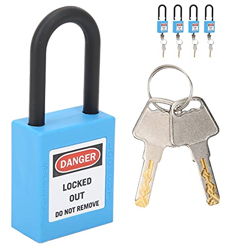 5 Stück/Set 38 Mm Lockout-Tagout-Schloss, Korrosionsbeständiges, Isoliertes Nylon-Sicherheitsvorhängeschloss für Elektrische Lockout-Tagout-Kits, 2 Schlüssel Pro Schloss (Blau) von Sonew