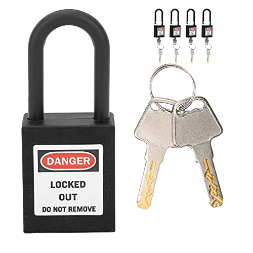 5 Stück/Set 38 Mm Lockout-Tagout-Schloss, Korrosionsbeständiges, Isoliertes Nylon-Sicherheitsvorhängeschloss für Elektrische Lockout-Tagout-Kits, 2 Schlüssel Pro Schloss (Schwarz) von Sonew